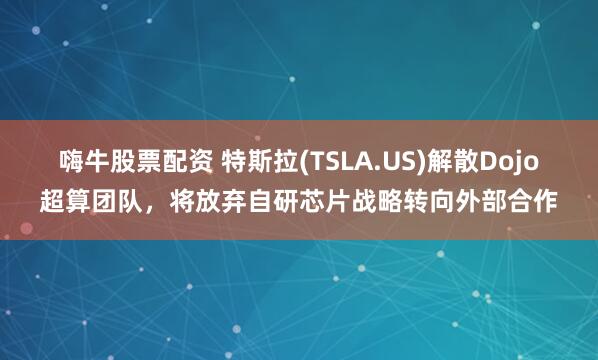 嗨牛股票配资 特斯拉(TSLA.US)解散Dojo超算团队，将放弃自研芯片战略转向外部合作