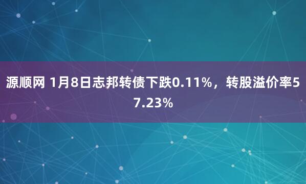 源顺网 1月8日志邦转债下跌0.11%，转股溢价率57.23%